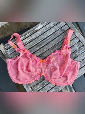 Prima Donna Pink Embroidered Underwire Bra with Orange Accents